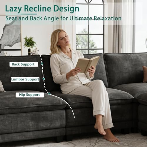 108" Modular Sectional Couch, L Shaped Cloud Sofa - Image 5