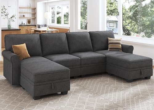 HONBAY Sectional Sofa with Storage Seat U Shaped Couch with Reversible Chaise - Image 5