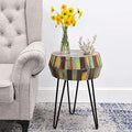 Drum Shaped Round Wood Side Table 16" x 16" x 21" H Multicolor by Warmaxx-warmhomesweetdream