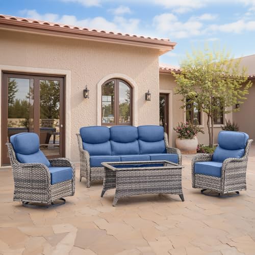 Swivel Patio Chairs sofa Set of 4 by Bellefurn