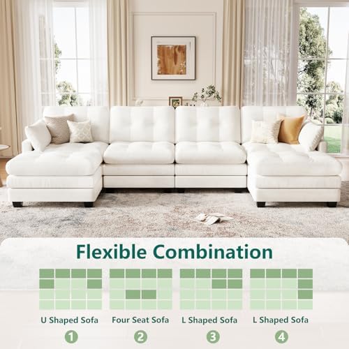 116.5" Modular Sectional Cloud Couch, U Shaped Tufted Sofa - Image 3