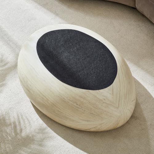 JUSTONE 43" Oval Coffee Table, Curved Fiberglass Light Yellow - Image 6