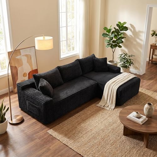 95" L-Shaped Cloud Sectional Couch, Right Facing Modular Compressed Boneless by ERYE