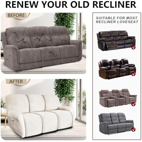 ANARACHON Recliner Couch Cover Leather Look Recliner Sofa Covers - Image 5