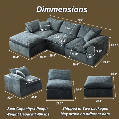 Cloud Couch Sectional, Boneless Modular Sofa - Image 2