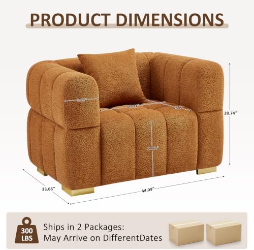 VANOMi 44.09" Oversized Accent Chair, Boucle Armchair - Image 2