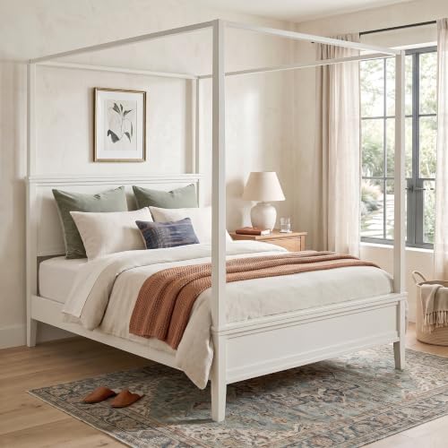 Merax White King Size Canopy Bed - Image 3