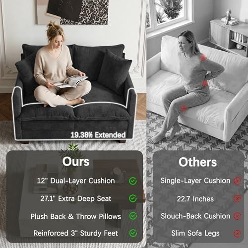 52'' Loveseat Sofa with Ottoman, Cloud Sofa Couch - Image 6