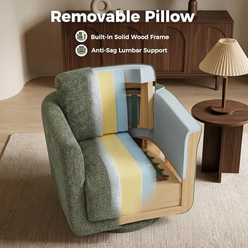 Swivel Accent Chair, Chenille Barrel Chair - Image 3