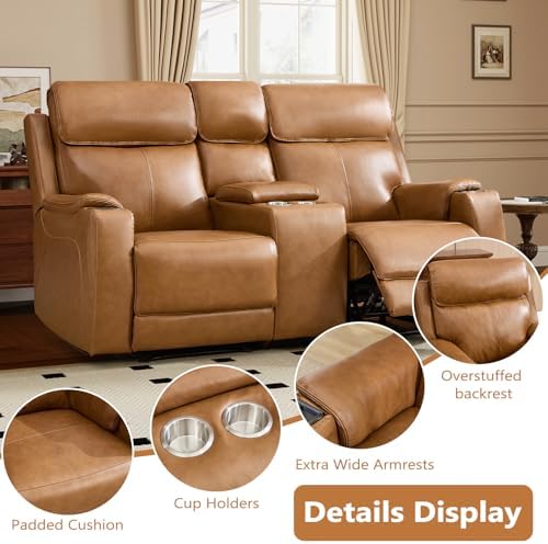 HAOMARKETS 2-Piece Top Grain Leather Electric Reclining Sofa Set, Include Dual - Image 6