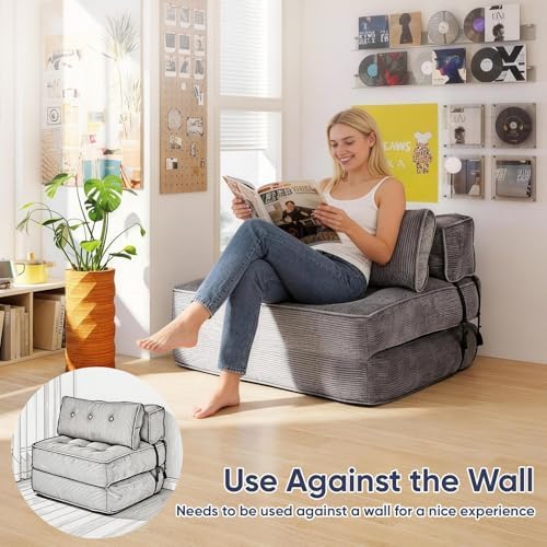 2 in 1 Folding Sofa Bed, Convertible Single Sleeper Chair - Image 3