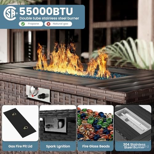 Patio Furniture Set with 44'' Fire Pit Table - Image 3