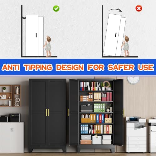 GAIOUS 79" Tall New Update Kitchen Pantry Cabinet, Metal Storage Cabinet - Image 5