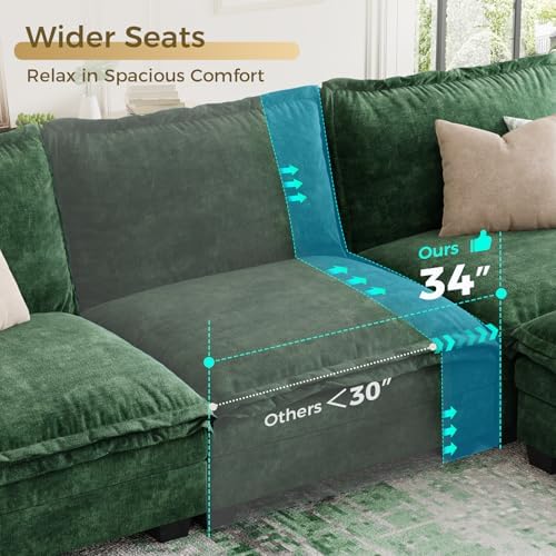 V-Shaped Modular Sectional Sofa, 3 Seater Cloud Couch - Image 6