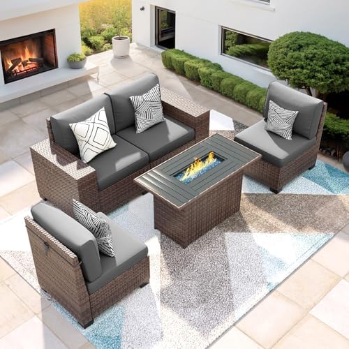 Patio Furniture Set with 44'' Fire Pit Table by VonzoyHome
