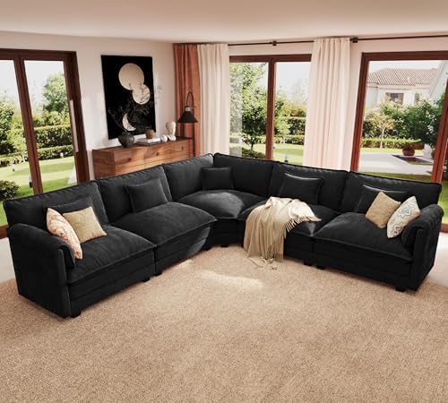 ELUCHANG 114" Oversized V Shaped Modular Sectional Sofa Couch, Comfy Cloud Couch by ELUCHANG