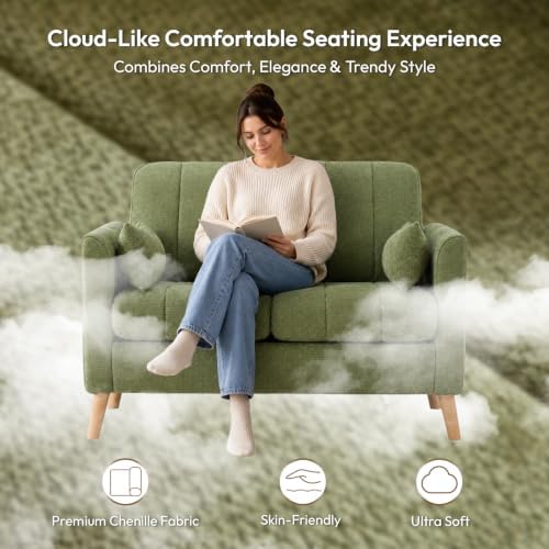 VINGLI 47.2" Tufted Chenille Loveseat, 7.9" Thick Padded Back - Image 4