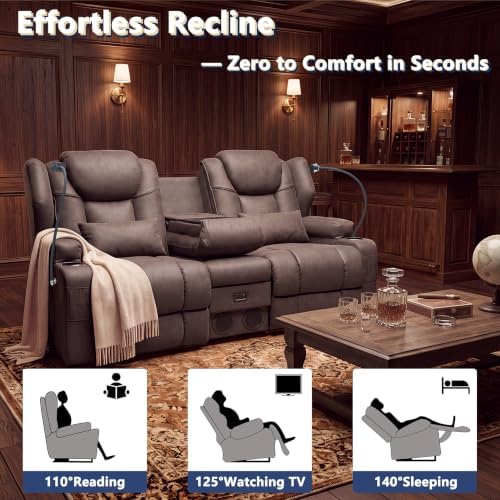 Loveseat Recliner with Massage and Heat, Built-in Bluetooth Audio & Cup Holders - Image 5