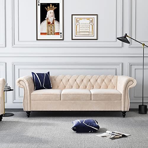ORRD Chesterfield Sofa Velvet, Modern Tufted Couch 3 Seater by ORRD