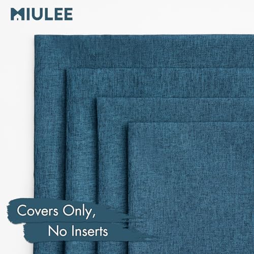 MIULEE Pack of 4 Decorative Outdoor Throw Pillow Covers Linen Waterproof Pillow - Image 5