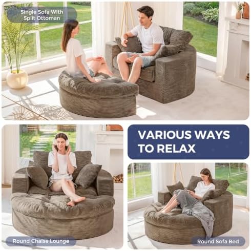 MAXYOYO Oversized Round Chaise Lounge Sofa, Boneless Chair - Image 4