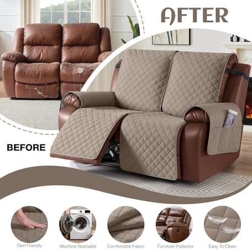 KinCam Waterproof Loveseat Recliner Covers Washable, 2 Seater - Image 5