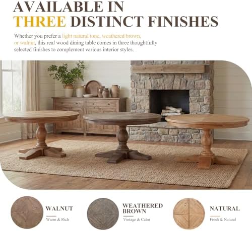 59" Round Dining Table for 6-8, Reclaimed Pine Wood Kitchen Table - Image 5
