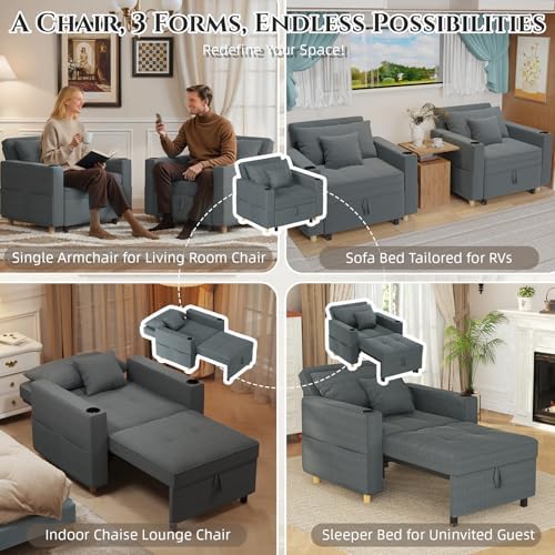 YODOLLA 38" Wide Sleeper Chair Pull Out Bed, Chair Bed Sleeper - Image 5