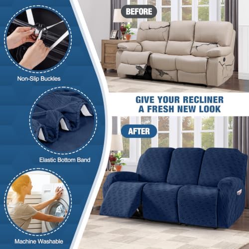 TAOCOCO Recliner Sofa Covers Stretch Reclining Couch Cover, Jacquard Recliner - Image 5