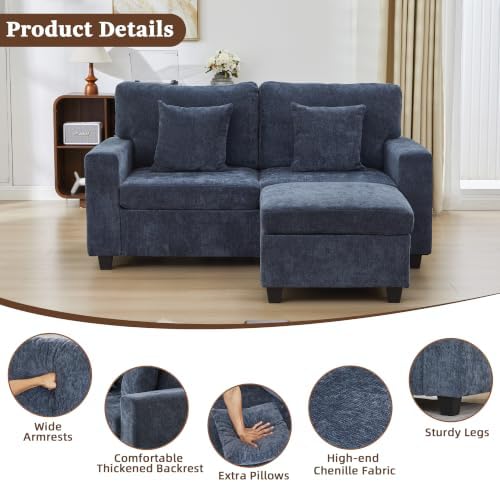 67.7'' Loveseat Sofa with Ottoman Sectional Sofa with Type-C & USB Charging - Image 6