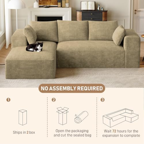 ONEMMLION 107" L-Shaped Cloud Boneless Couch Sofa - Image 6
