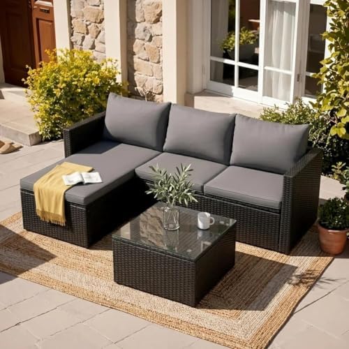 JAMFLY 3-Piece All-Season Wicker Patio Sectional Sofa Set by JAMFLY