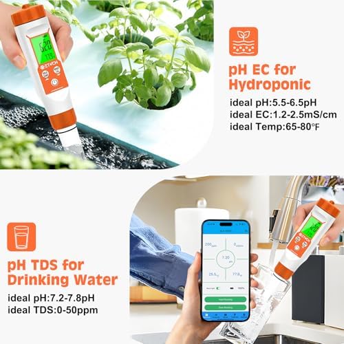 pH Meter for Water, Smart pH TDS EC Meter for Water Hydroponic - Image 6