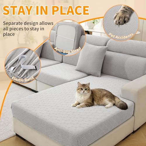 XINEAGE 2 Piece Stretch Couch Cushion Covers Individual Sofa Slipcovers - Image 5