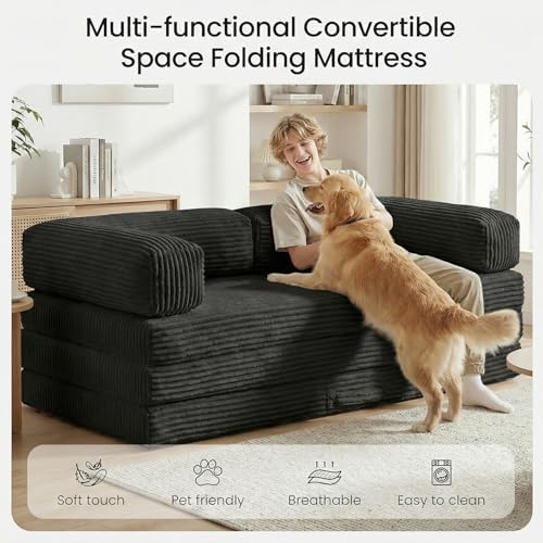 Erament Futon Sofa Bed, Convertible Tri-Folding Mattress Foldable Mattress - Image 5
