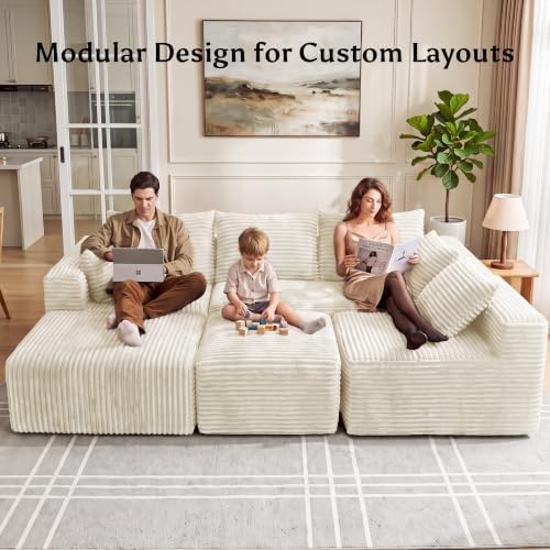 118" U Shaped Boneless Couches for Living Room, Modular Sectional Sofa - Image 4
