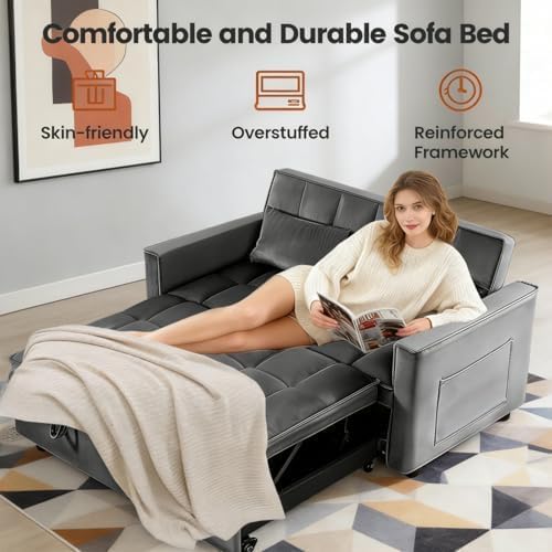 NicBex Sleeper Sofa Bed with Adjustable Backrest & Side Pockets - Image 5