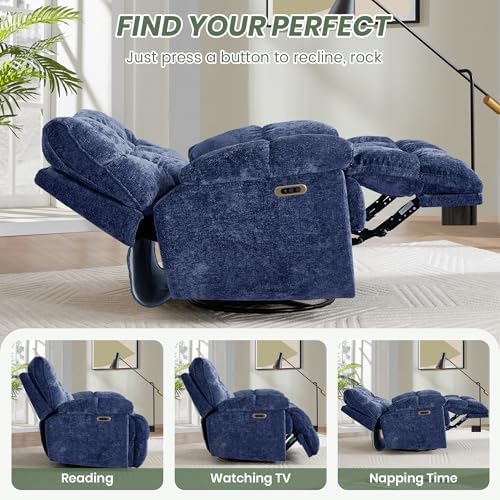 400lbs Oversized Power Swivel Rocker Recliner Chair - Image 4
