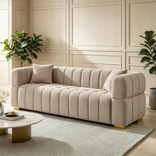 VANOMi 90.9" Boucle 3-Seater Deep Seat Sofa, Oversized Cloud Couch by VANOMi