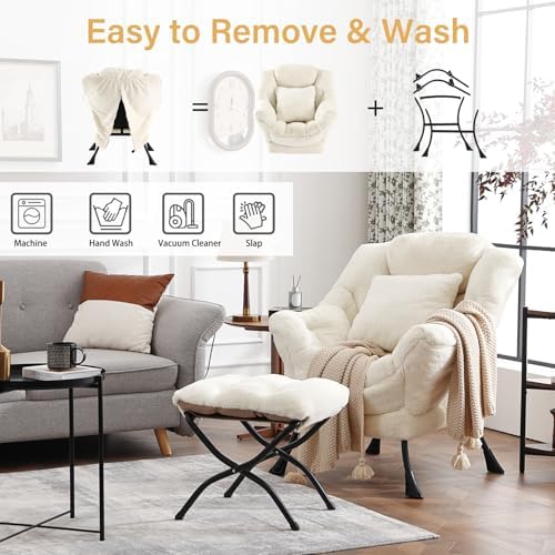 Lazy Chair with Ottoman, Comfy Reading Chair - Image 6