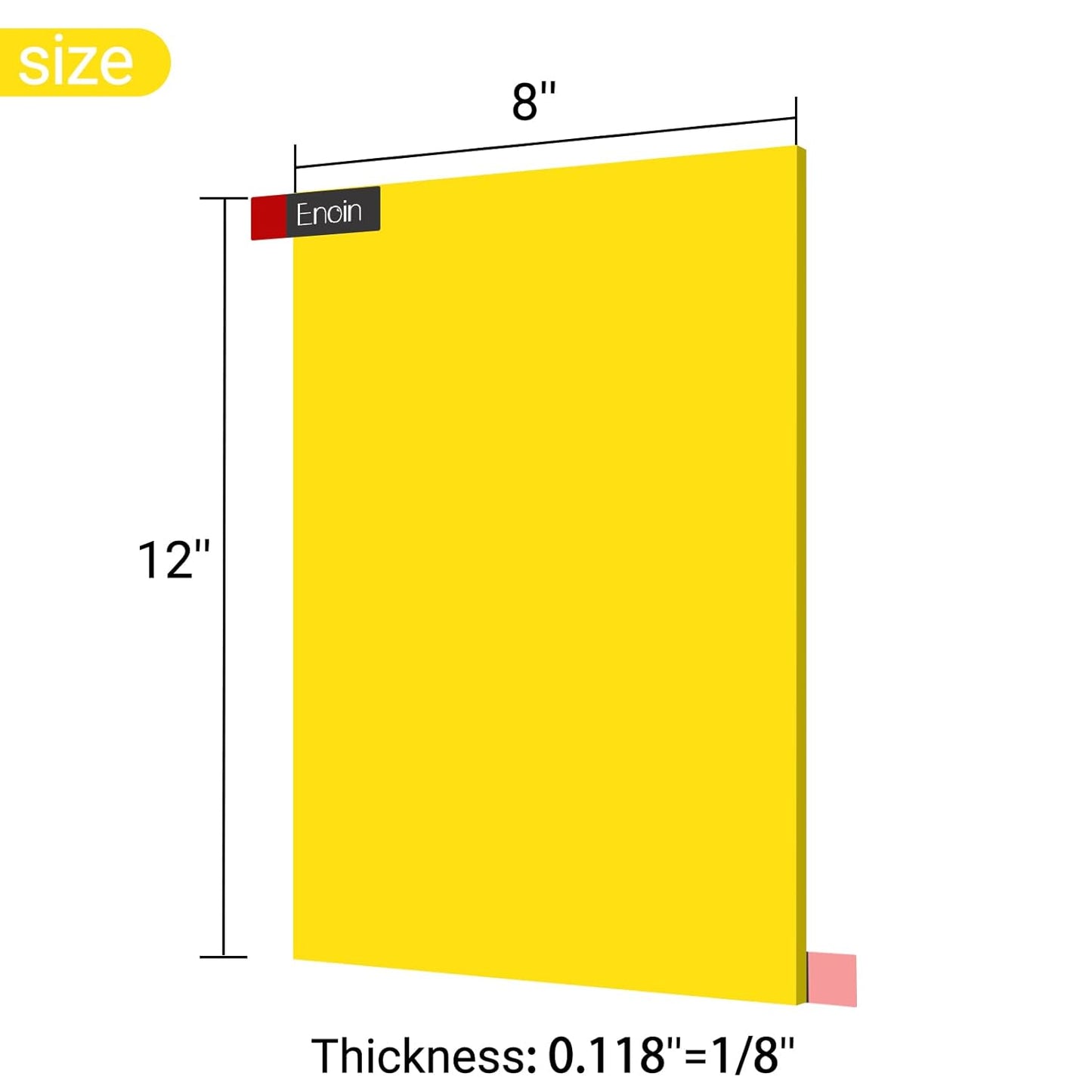 Enoin Yellow Tinted Plastic Sheets - 8x12 inches Colored Acrylic Sheets 1/8 Thick for Laser Cutting DIY Art Craft