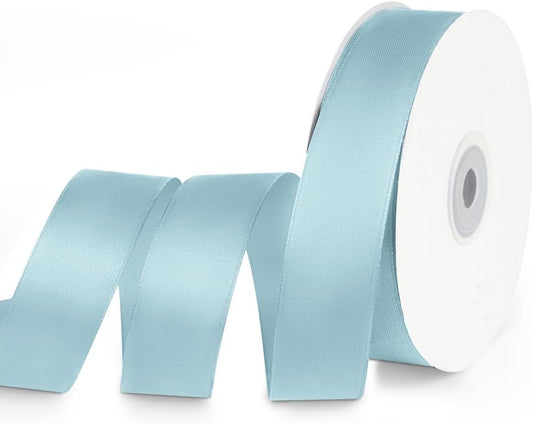 1" x 50 Yards Satin Ribbon - Light Blue Silk Ribbon with Spool - Ideal for Gift Wrapping, Floral Bouquets, Crafts, Wedding Party Decorations, Christmas and Sewing Projects
