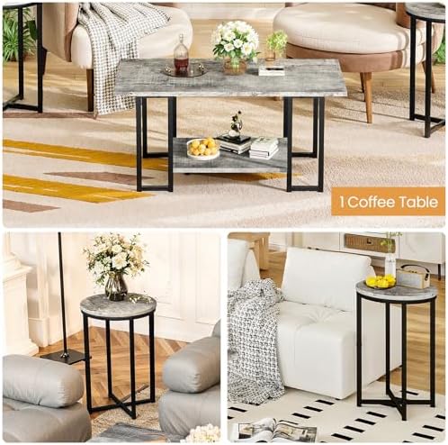 Lamerge 3 Pieces Living Room Table Set, Coffee Table - Image 7