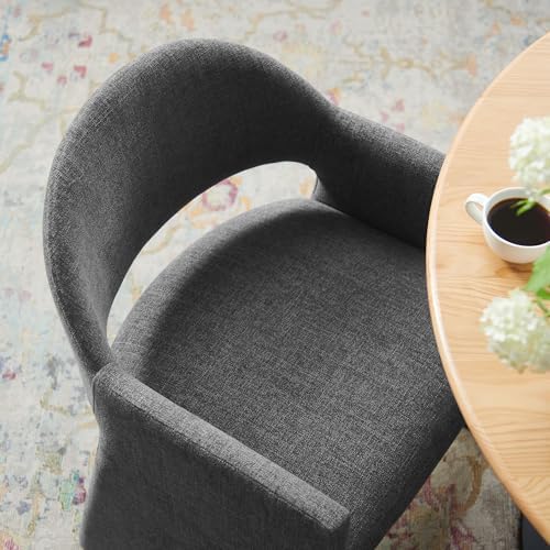 Modway Talia Upholstered Fabric Dining Armchair in Charcoal - Image 4