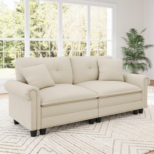 SUNSHINE VALLEY 73.2" Modular Loveseat Cloud Couch Rolled Arms & Deep Seats by SUNSHINEVALLEY
