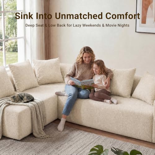 Claiks 106" Cloud Boneless Couch, L-Shaped Sectional Sofa - Image 6