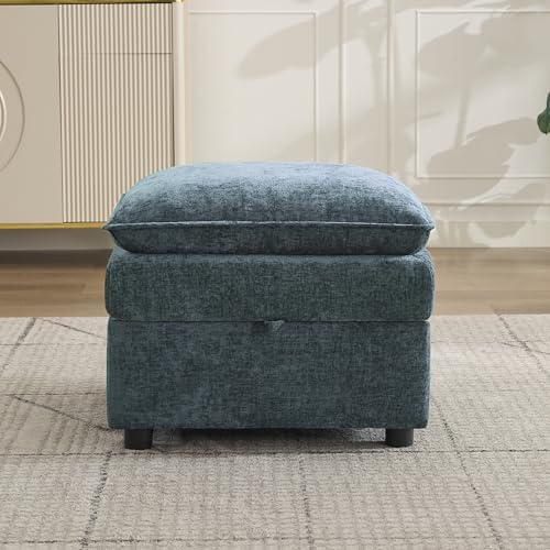 27" Large Square Ottoman with Storage, Modern Upholstered Footrest with by Abbrevi