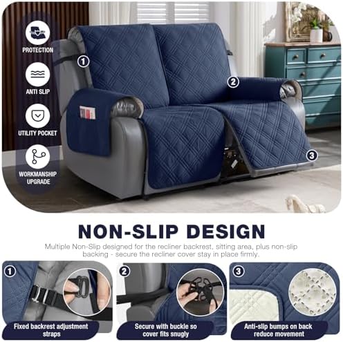 TAOCOCO 100% Waterproof Oversized Loveseat Recliner Cover, Non Slip Split Couch - Image 4