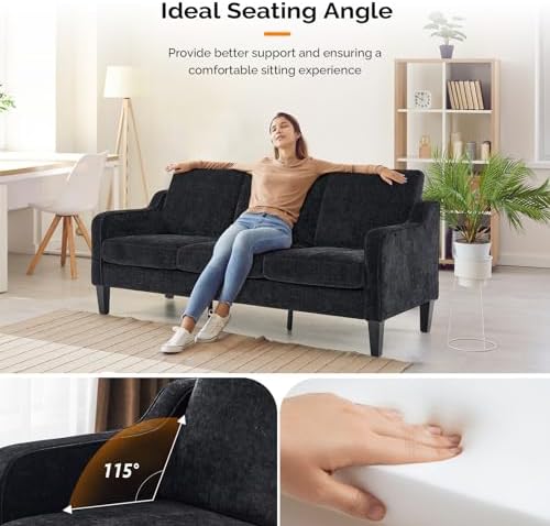 VINGLI Black Couches for Living Room - Image 4