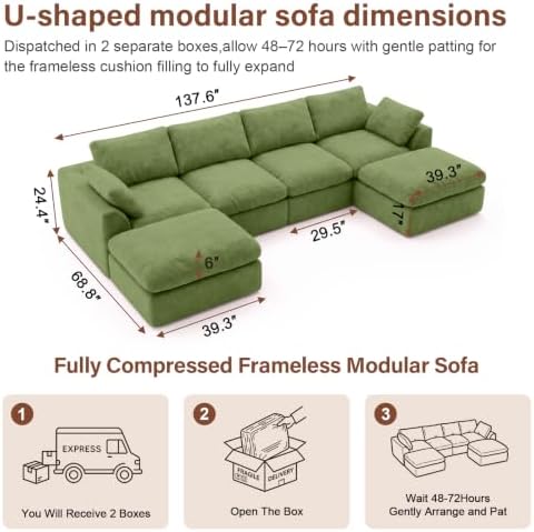 137" Cloud Couch Sectional Sofa - Image 2